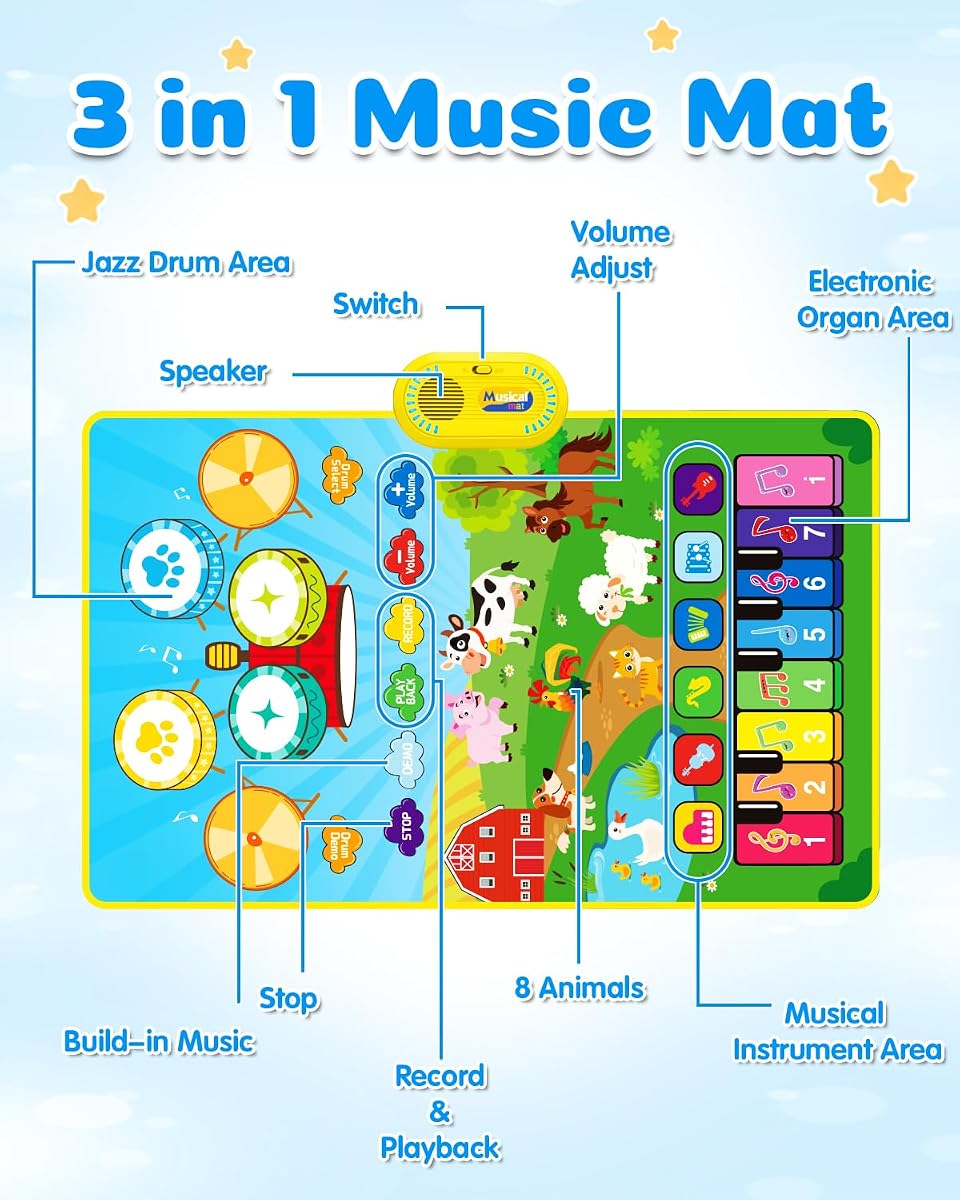 3 in 1 Music Mat with Piano Keys and Drum Pads view 5